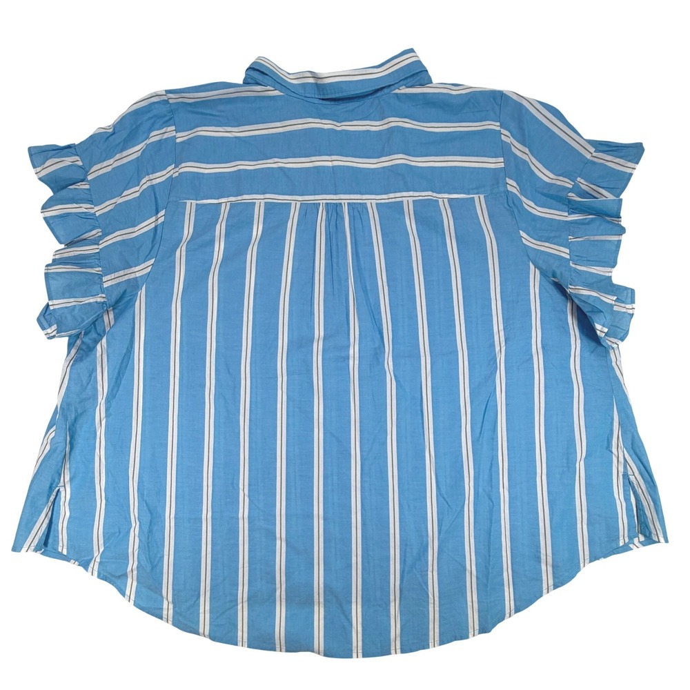 Lane Bryant Ruffle Sleeve Button Down Top Blue Stripe NWT Women's Plus Size 22 - Picture 5 of 11